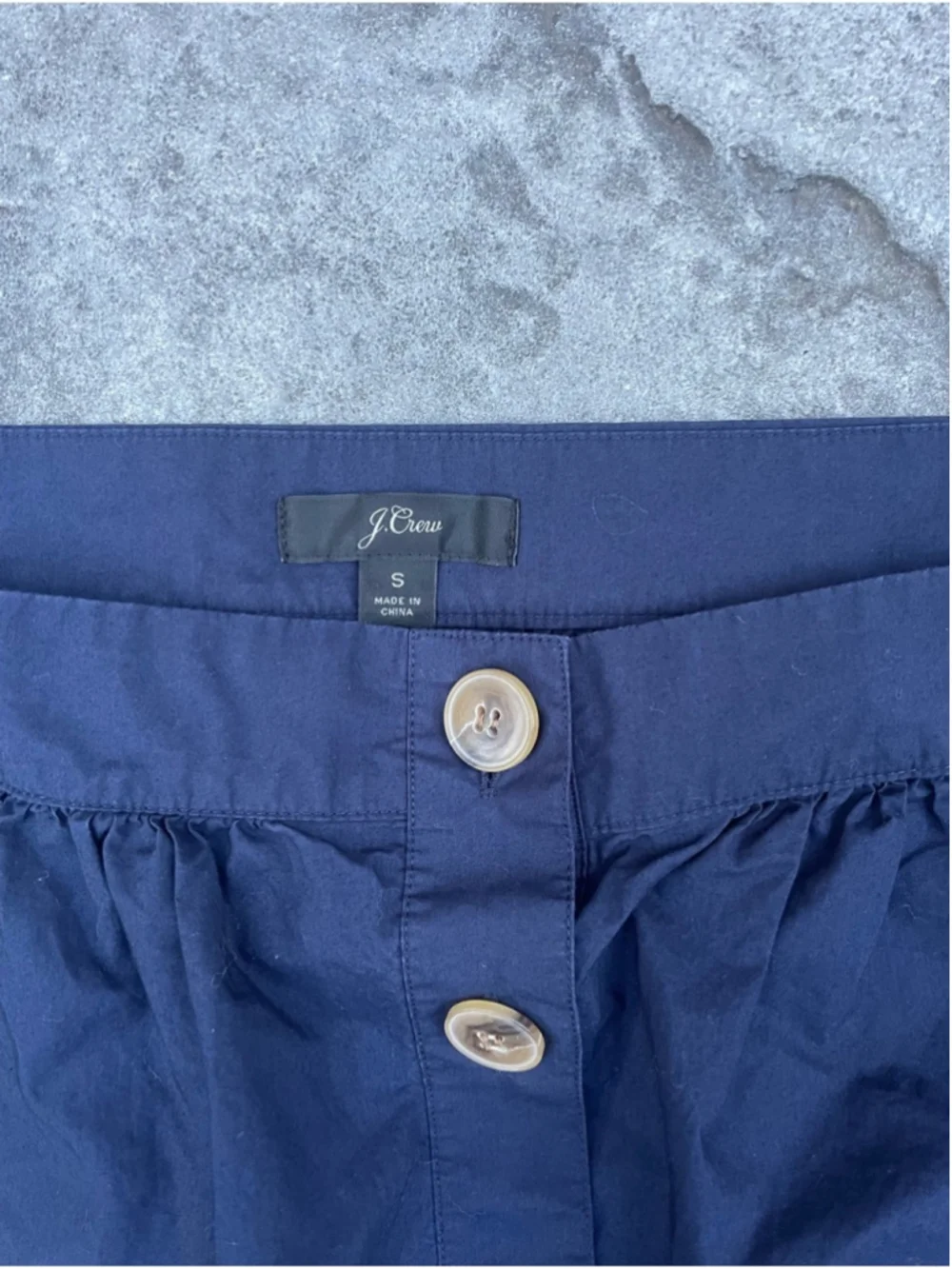 J. Crew Navy Square-Neck Button Puff Sleeve Blouse